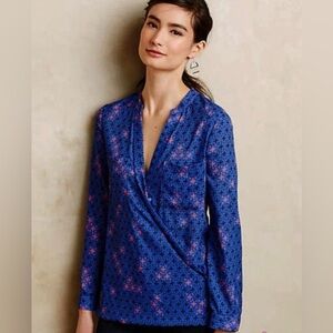 Anthropologie Maeve Eva Wrap Blouse Sz 4